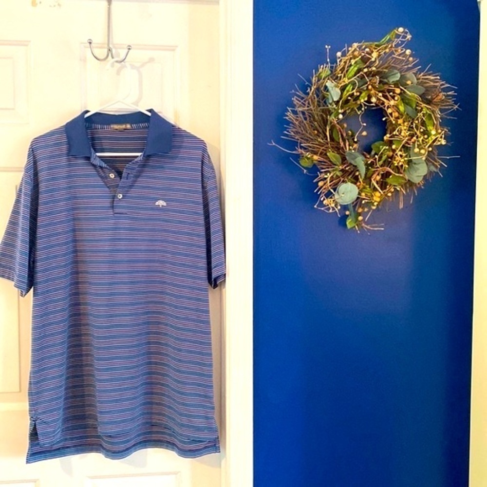 Men’s Peter Millar Summer Comfort Polyester & Spandex Striped Athletic Golf Polo